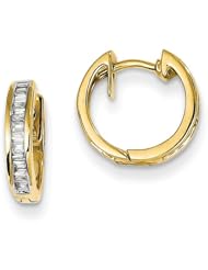 14k Yellow Gold baguette G-H SI2 Diamond Hinged Hoop Huggie Earrings Wt- 0.25ct