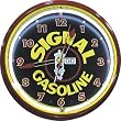 Signal Gasoline Gas Neon Wall Clock 20 Inch Spun Aluminum Powder Coated Finish 1 Year Warranty Made In USA