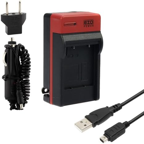 EZOPower Battery Charger with EU / Car Adapter + USB Cable for TG-620 iHS, XZ-1, SZ-31MR iHS, SZ-30MR, TG-820 iHS, TG-810, TG-610, SP-810UZ, SP-800UZ, SZ-12 (Compatible with LI-50B / LI-70B)