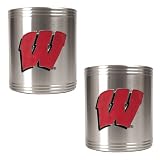 Wisconsin Badgers 2pc Stainless Steel Can Holder Set NCAA College Athletics