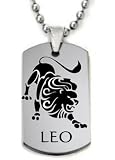 Leo Zodiac Hoscope Dogtag Pendant Necklace w/Chain and Giftbox
