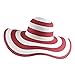 Itopfox Women's Beachwear Sun Hat Striped Straw Hat Floppy Big Brim Hat