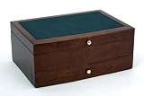 Reed & Barton Falmouth One Drawer Flatware Chest, Espresso/Brown Leather Inlay