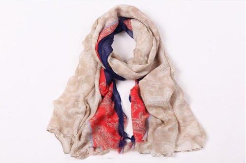 Ebuyingcity Khaki and Red Bohemian Pattern Style Vintage Classical Paris Yarn Charming Beautiful Women Lady Girl Wrap Scarf Shawl