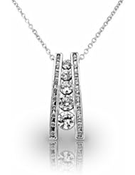 14KT Yellow Gold Unique Ladder Style Diamond Pendant. 1 1/2 CTW