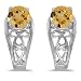 Round Citrine and Diamond Filigree Earrings 14k title=