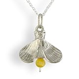 Lightning Bug / Firefly Necklace, Sterling Silver and Cats-Eye