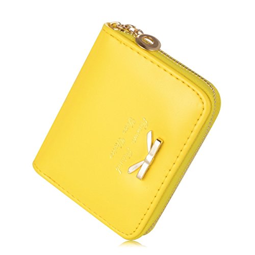 Leiwo Women's Short Leather With Bow Wallet Handbag Card Holder Purse