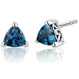 1.50 Carats London Blue Topaz Trillion Cut V Prong Stud Earrings in Sterling Silver
