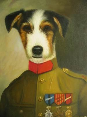 12X16 inch Animal Puppy Canvas Art Dog Soldier In Uniform