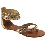 Womens Beaded Flat Gladiator Sandals