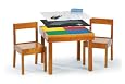 Tot Tutors CT754 Art and Activity Wood Construction Table and 2 Chairs, Honey Finish