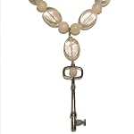 Quartz Necklace 04 Pendant Beaded Key Silver White Clear Crystal Chunky Reiki 16
