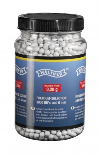SET: 3.000 Walther BB`s Kaliber 6 mm / 0,20 Gramm Softair Munition/Kugeln + 10 ShoXx.® shoot-club Zielscheiben 14x14 cm mit zusätzlichen grauen Ring und 250 g/m²