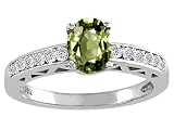 1.12 cttw Genuine Green Sapphire and Diamond Solitaire Engagement Ring