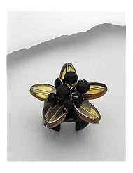 Yellow Flower Leather Glass Ring