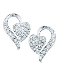 1 cttw 14k White Gold Diamond Heart Bridal Earrings (Real Diamonds: 1 cttw)