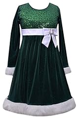 Girls Polyester/Satin/Spandex/Velvet Sequined  Empire   Waistline Long Sleeves  Dress With a Bow(s)