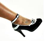 Wide Width Black & White French Maid Ankle Strap Rockabilly Heels Plus Size 9
