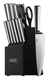 Ginsu 05253 Koden Series Serrated Stainless Steel Ever Sharp 14-Piece Block Cutlery Set, Black
