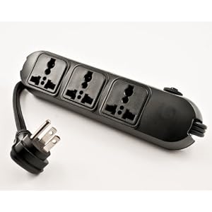 SM-60 Universal 3 Outlet Power Strip / Surge Protector for Worldwide Travel. 110V-250V with Overload Protection.