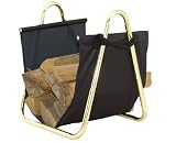Outdoor Living : UniFlame Polished Brass Log Holder W/ Heavy Canvas Carrier