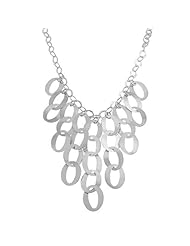 Sterling Silver Cascading Oval Links Adjustable Necklace (18 Inch)
