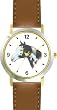 Dark Brown and White Paint or Pinto Horse - JP - Horse - WATCHBUDDY&reg; DELUXE TWO-TONE THEME WATCH - Arabic Numbers - Brown Leather Strap-Size-Large ( Men's Size or Jumbo Women's Size )