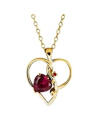 0.97 Ct Red Created Ruby Red Garnet Yellow Gold Plated Sterling Silver Pendant