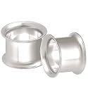 5/8 gauge 16mm - 316L Surgical Stainless Steel Double Flared Flare Ear Plugs Earlets AFVU - Ear Stretching Expanders Stretchers - Sold as a Pair