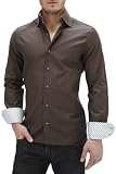 Stone Rose 100% Cotton Pique Brown Dress Shirt for Men with Contrast Stitches - Chic MM35