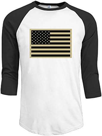 Men's Raglan Subdued Us Flag Tactical Baaseball Desinged Tee Shirts 3/4 Sleeve