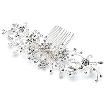 Hot Sale USABride Bridal Wedding Comb, Silver Rhinestone & Crystal Floral Vine 718