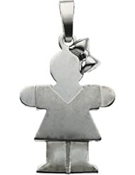 Cute Girl Pendant in 14k White Gold