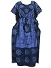 Kaftan Caftans Blue Batik Printed Womans Patio Maxi Dress One Size