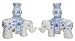 Oriental Blue and White Elephant Candlesticks - hand painted porcelain, pair
