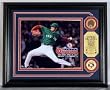Hideki Okajima 1st Save Photo Mint w Gold Coin and Infield Dirt Coin
