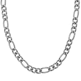 Men's Stainless Steel Figaro Necklace, 22