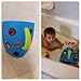 Lulu and Buddy Baby Bath Toy Organizer with 2 Suction Cups, Blue Body with Green Handle