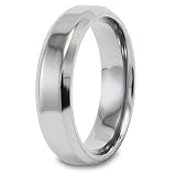 Beveled Edge Polished Titanium Ring (6mm) - Sizes 6 - 13