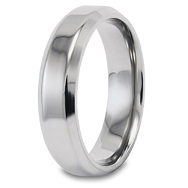 Beveled Edge Polished Titanium Ring (6mm) - Sizes 6 - 13