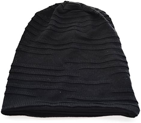 Zero & Seven Men Crease Slouch Beanie Large Skullcap Skull Ski Hat Xzz (Black)