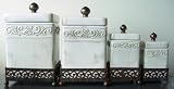 Atique Style White Glazed Ceramic Kitchen Canister Set of 4