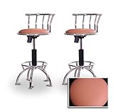 2 Peach Vinyl Chrome Adjustable Barstools