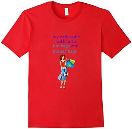 Men's My Wife Came with Both Fun Bags and Money Bags Trophy Tee Large Red