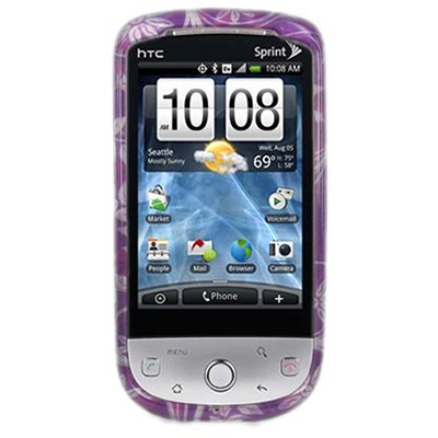 Crystal Hard Purple LEAVES Design Cover Case for HTC HERO CDMA Sprint + Swivel Belt Clip [WCP203]