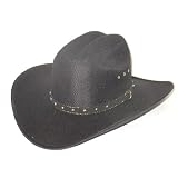 Black Faux Felt Cowboy Hat Studden Hat Band L XL by Western