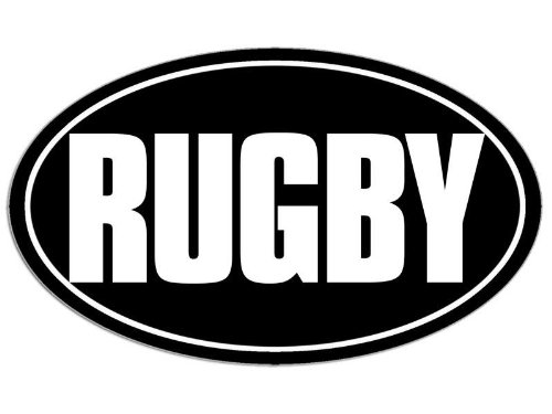 BLACK Oval RUGBY Sticker (car bumper decal)
