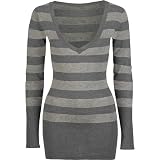 FULL TILT Womens Tunic Sweater - Heather Grey/White