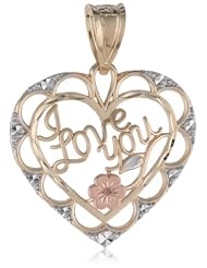 Duragold 14k Yellow Gold Open Filigree Heart-Shaped "I Love You" Charm